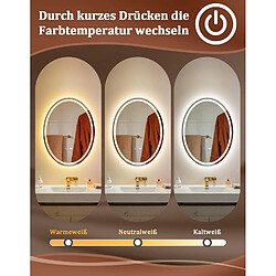 NETTLIFE Miroir Salle de Bain Ovale LED 60x80cm Dimmable Antibuée Design