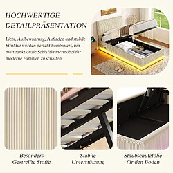 Acheter DZMDIP Lit simple 90x200 avec rangement - Tête ajustable, LED, USB-C, rangement sous lit - Beige