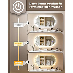 NETTLIFE Miroir Salle de Bain Ovale LED 60x120cm Tactile Antibuée Dimmable