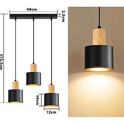 NETTLIFE Suspension E27 Vintage Noir 3 Lampes Réglable Industriel S/Amp