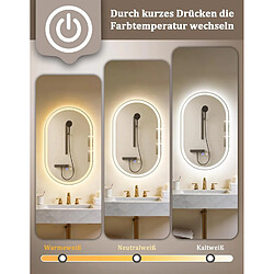NETTLIFE Miroir Salle de Bain Ovale LED 50x80cm Tactile Antibuée Dimmable