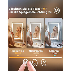 NETTLIFE Miroir Hollywood LED 30x40cm Coiffeuse Tactile Dimmable Design