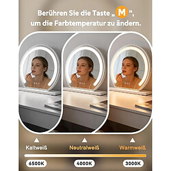 NETTLIFE Miroir Hollywood LED 40x35cm Coiffeuse Tactile Dimmable Blanc
