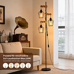Avis Nettlife Lampadaire vintage bois - Noir