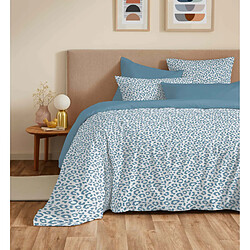 Coton Pur Pack complet housse de couette réversible "Vanessa" 6 pièces pour lit 140 x 190 Diana Bleu
