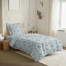 Coton Pur Parure de couette réversible pour lit 90 x 190 cm Agathe céladon