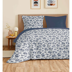 Coton Pur Parure de draps 4 pièces "Vanessa" pour lit 160 x 200 cm "Grande largeur" Eloise Bleu