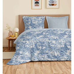 Coton Pur Parure de draps 4 pièces "Vanessa" pour lit 140 x 190 cm Adama Azur