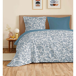 Coton Pur Parure de draps 4 pièces "Vanessa" pour lit 140 x 190 cm Salma Bleu