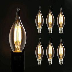 NETTLIFE Lot de 6 ampoules LED E14 4W blanc 2700K lampe bougie chaud filament rétro