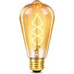 NETTLIFE Ampoule LED E27 ST64 Vintage, Filament Spirale 4W, 2200K Blanc Très Chaud