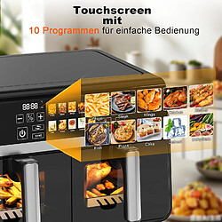 Avis Nettlife Friteuse sans Huile 10L Double Zone avec Fenêtre, Air Fryer 2200W, SYNC & MATCH