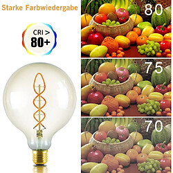 NETTLIFE Ampoule LED E27 Vintage G125 Globe, 1 Pièce Filament 4W Blanc Chaud, Éclairage