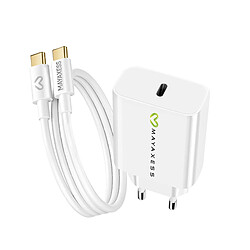 Mayaxess Chargeur Secteur pour Galaxy A34 20W + Câble USB-C 1m Blanc