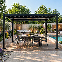Concept Usine Pergola bioclimatique structure et lames orientables en aluminium noir 4x3m RHODES
