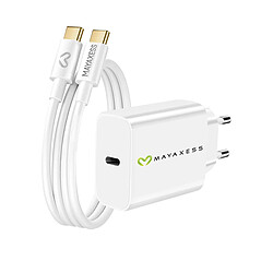 Mayaxess Chargeur Secteur pour Magic V5 20W + Câble USB-C 1m Blanc
