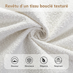 Acheter DZMDIP Lit 2 personnes 140x190 - Sommier, lit rembourré, tête wingback incurvée - Blanc ivoire