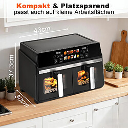 Nettlife Friteuse sans Huile 10L Double Zone avec Fenêtre, Air Fryer 2200W, SYNC & MATCH pas cher