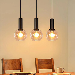 NETTLIFE Suspension Vintage 3xE27 Verre Or Réglable Salon Cuisine S/Amp