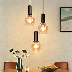 NETTLIFE Suspension Verre Ambre E27 3 Lampes Réglable Rétro Salon S/Amp
