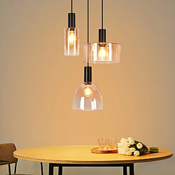 NETTLIFE Suspension Verre 3 Lampes Vintage Rétro Table Cuisine S/Ampoule
