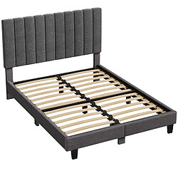 Lit 140x190 havenlyhome – tête de lit capitonnée lin et sommier à lattes