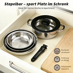NETTLIFE Batterie de Cuisine 17 Pièces avec Poignée Amovible, Set de Casseroles et Poêles pas cher