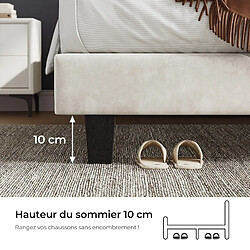 Acheter Lit 160x200 cm havenlyhome, velours capitonné, tête de lit, sommier à lattes