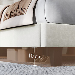 Lit 160x200 havenlyhome – velours beige capitonné, tête + sommier lattes pas cher