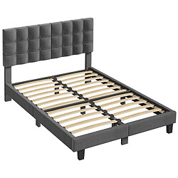 Lit 140x190 havenlyhome – tête lin gris anthracite + sommier lattes inclus