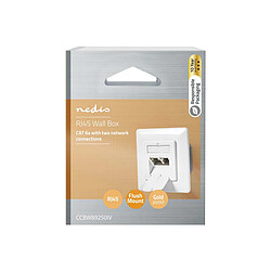 Nedis Prise Ethernet Murale Double Ports Femelle Rj45 Cat6a Encastrable Blanc pas cher