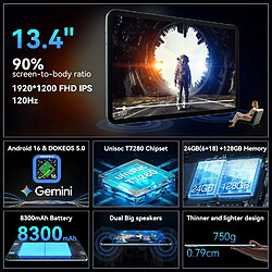 Avis Tablette OSCAL PAD 200 Android, 12 Go de RAM, 256 Go de stockage interne, noir et bleu.