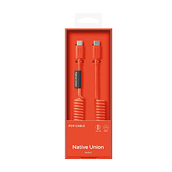Native Union Câble USB-C vers USB-C 60W Spiralé 1.2m Série POP Charge Rapide Rouge pas cher