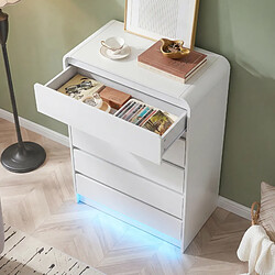 Avis Superaly-Commode 5 tiroirs au style minimaliste-Avec bande lumineuse LED multicolore-Blanc
