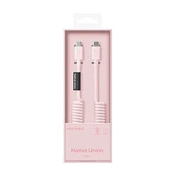 Native Union Câble USB-C vers USB-C 60W Spiralé 1.2m Série POP Charge Rapide Rose pas cher