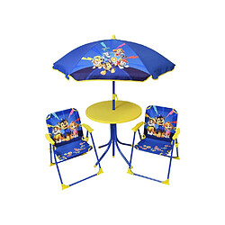 FUN HOUSE Pat'Patrouille - Table jardin enfant, 2 chaises pliantes, parasol