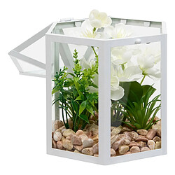 Atmosphera Terrarium Cage Déco Fleur de Rose 23cm Blanc
