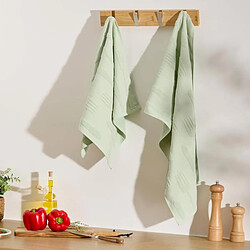 Avis Atmosphera Lot de 2 Torchons de Cuisine Terry 45x70cm Vert Céladon