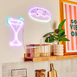 Atmosphera Néon LED Mural Cocktail 34cm Violet pas cher