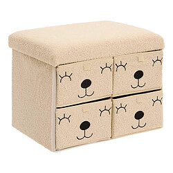 Atmosphera Pouf Enfant avec 4 tiroirs Ezzio 50cm Beige