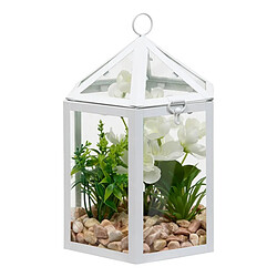 Atmosphera Terrarium Cage Déco Fleur de Rose 23cm Blanc
