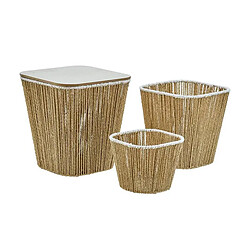 Atmosphera Table d'Appoint & 2 Paniers Banjo 37cm Beige