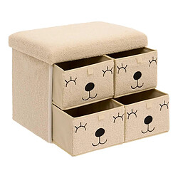 Atmosphera Pouf Enfant avec 4 tiroirs Ezzio 50cm Beige