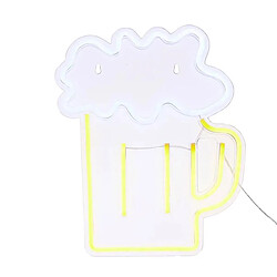 Atmosphera Néon LED Murale Bière 35cm Jaune