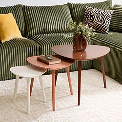Atmosphera Lot de 3 Tables à Café Gigognes Mileo 60cm Brun
