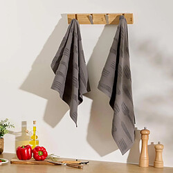 Avis Atmosphera Lot de 2 Torchons de Cuisine Terry 45x70cm Gris