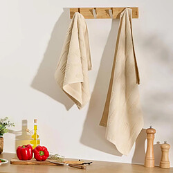 Avis Atmosphera Lot de 2 Torchons de Cuisine Terry 45x70cm Beige