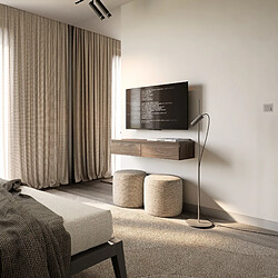 Avis SELSEY - Meuble TV BEMMI SLIM - 100 cm - aspect bois noyer Wisconsin