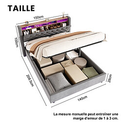 Acheter HAUSS SPOLE Lit coffre 140x190 velours gris foncé tiroirs avec prises
