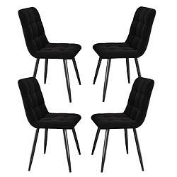 Lot de 4 chaises de salle à manger - Superaly - avec revêtement en velours- Noir